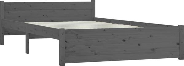vidaXL Πλαίσιο κρεβατιού, γκρι, μασίφ ξύλο, 135x190 cm, διπλό