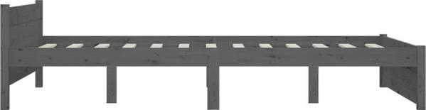 vidaXL Πλαίσιο κρεβατιού, γκρι, μασίφ ξύλο, 135x190 cm, διπλό