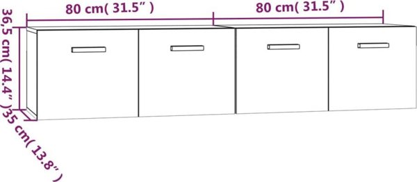 vidaXL Κρεμαστά ντουλάπια, 2 τεμ., καπνιστός δρυς, 80x35x36,5 εκ.