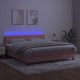 vidaXL Κρεβάτι κοντινένταλ με στρώμα και LED, ροζ βελούδο, 180x200 εκ.