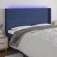 vidaXL Zaglowek do lozka z LED, mple, 203x16x118/128 cm, tkanina