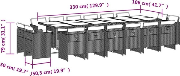 vidaXL Σετ Κήπου 17 Τεμαχίων με Μαξιλάρια, Μπεζ Ανάμεικτο