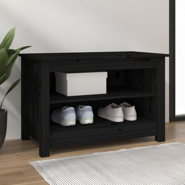 vidaXL vidaXL Szafka na buty, czarna, 70x38x45,5 cm, drewno sosnowe