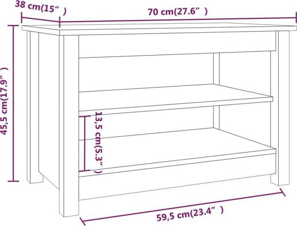 vidaXL vidaXL Szafka na buty, czarna, 70x38x45,5 cm, drewno sosnowe