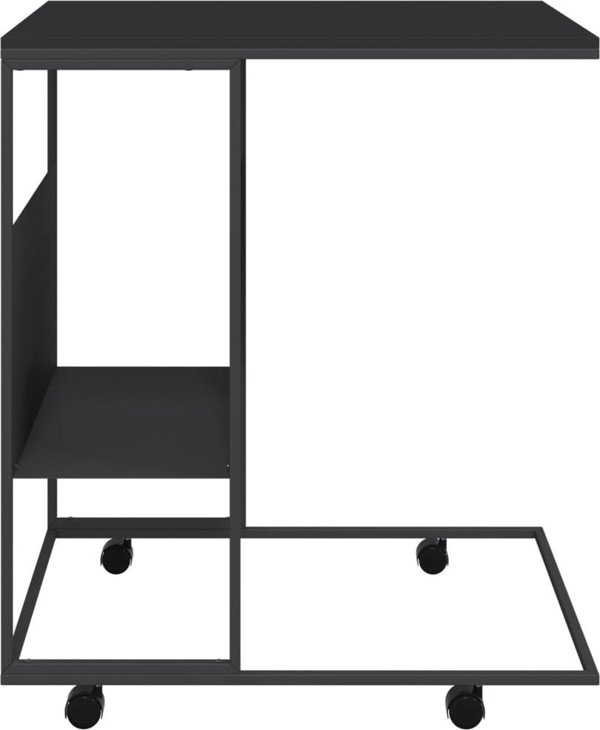 vidaXL Πλάγιο τραπεζάκι με ρόδες, μαύρο, 55x36x63,5 εκ.
