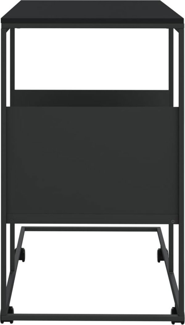 vidaXL Πλάγιο τραπεζάκι με ρόδες, μαύρο, 55x36x63,5 εκ.