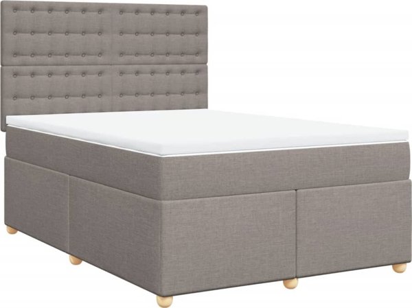 vidaXL Κοντινεντάλ κρεβάτι με στρώμα, taupe ύφασμα, 140x190 εκ.