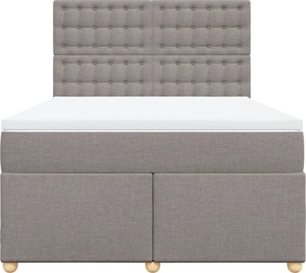 vidaXL Κοντινεντάλ κρεβάτι με στρώμα, taupe ύφασμα, 140x190 εκ.