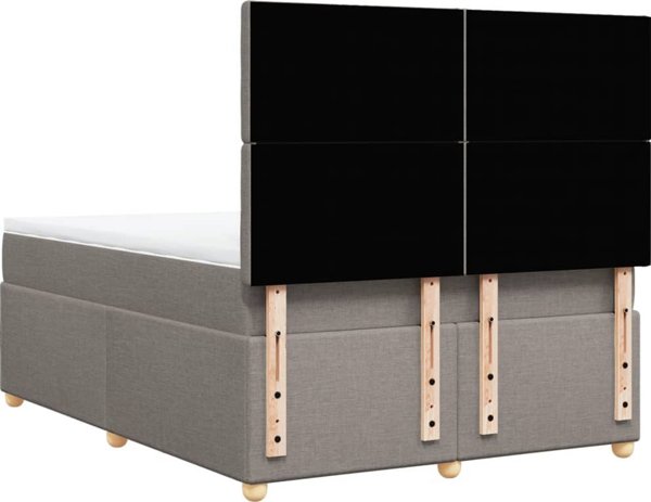vidaXL Κοντινεντάλ κρεβάτι με στρώμα, taupe ύφασμα, 140x190 εκ.