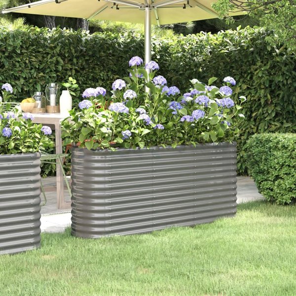 vidaXL vidaXL Donica ogrodowa, malowana proszkowo stal, 152x40x68 cm, szara