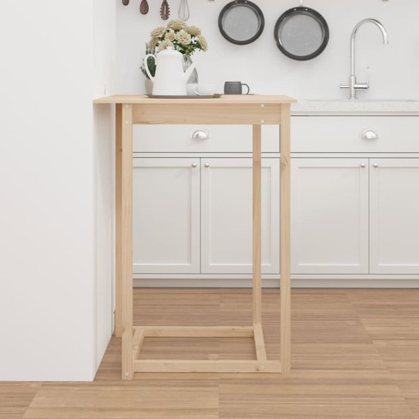 vidaXL Stolik barowy, 80x80x110 cm, lite drewno sosnowe