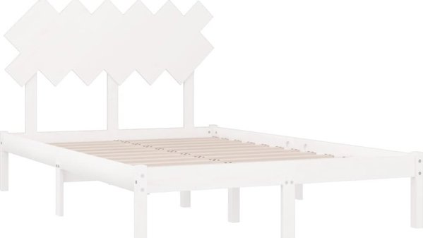 vidaXL Κορνίζα κρεβατιού, λευκή, διπλό 120x190 cm, μασίφ ξύλο