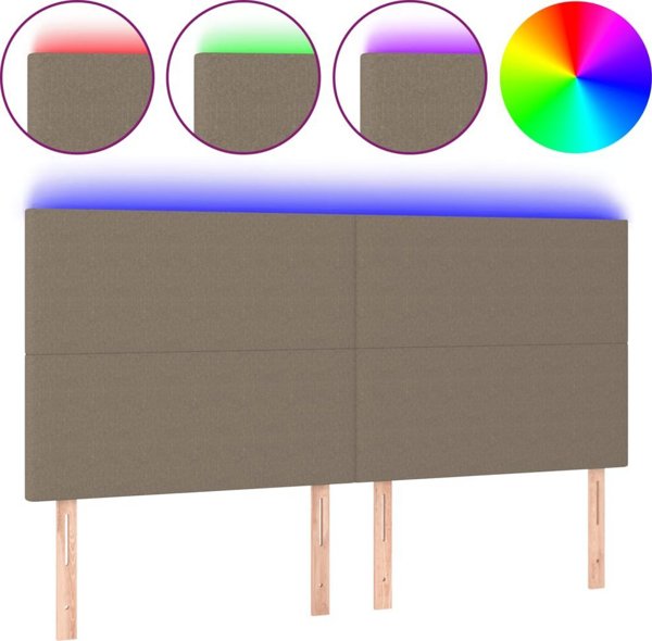 vidaXL Κεφαλάρι για κρεβάτι με LED, taupe, 200x5x118/128 cm, ύφασμα