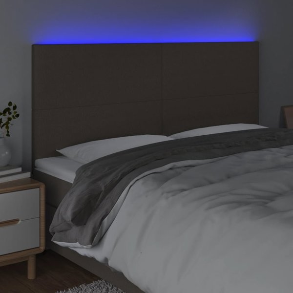 vidaXL Κεφαλάρι για κρεβάτι με LED, taupe, 200x5x118/128 cm, ύφασμα