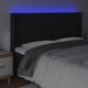 vidaXL Zaglowek do lozka z LED, czarny, 163x16x118/128 cm, sztuczna skora