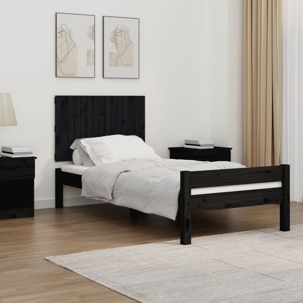 vidaXL Κεφαλάρι κρεβατιού, μαύρο, 95,5x3x60 cm, μασίφ πεύκο