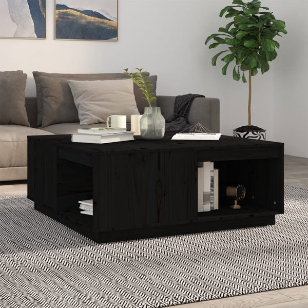 vidaXL Stolik kawowy, czarny, 100x101x40,5 cm, lite drewno sosnowe
