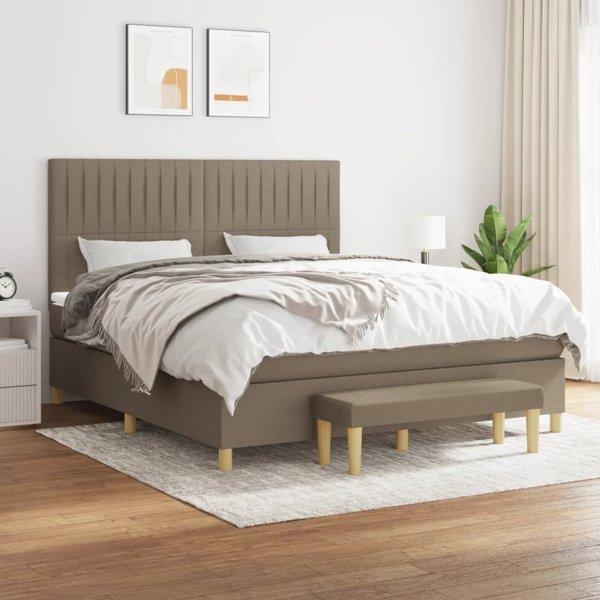 vidaXL Κρεβάτι κοντινεντάλ με στρώμα, taupe, ύφασμα, 160x200 εκ.