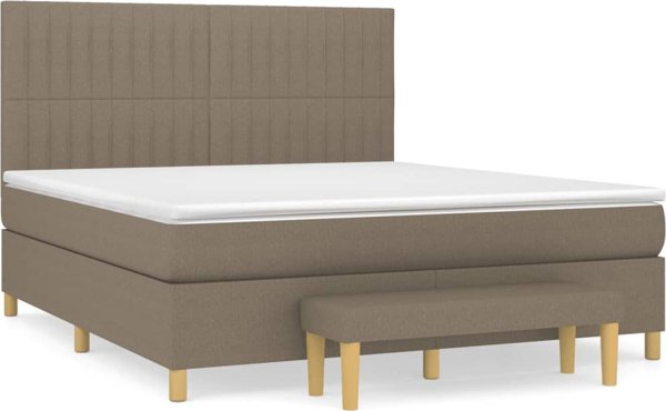 vidaXL Κρεβάτι κοντινεντάλ με στρώμα, taupe, ύφασμα, 160x200 εκ.