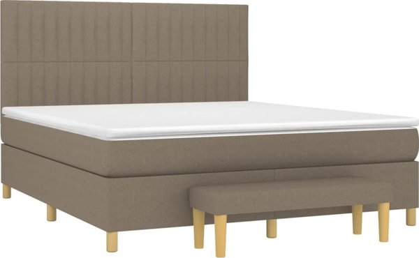 vidaXL Κρεβάτι κοντινεντάλ με στρώμα, taupe, ύφασμα, 160x200 εκ.