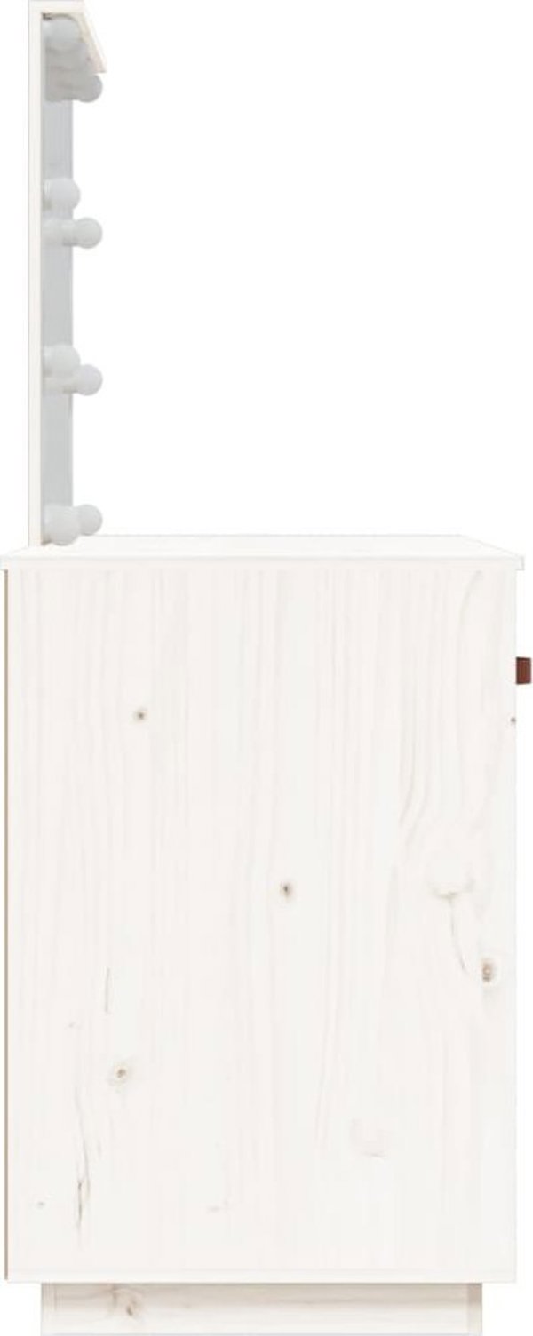 vidaXL vidaXL Toaletka z LED, vit, 95x50x133,5 cm, lite drewno sosnowe