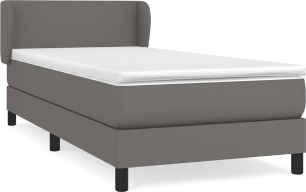 vidaXL Λευκανοειδές κρεβάτι με στρώμα, γκρι, οικοδερμα 80x200 cm
