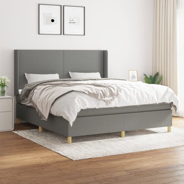 vidaXL Λουκο Kontynentalne με στρώμα, σκούρο γκρι ύφασμα 180x200 εκ.