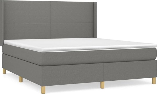 vidaXL Λουκο Kontynentalne με στρώμα, σκούρο γκρι ύφασμα 180x200 εκ.