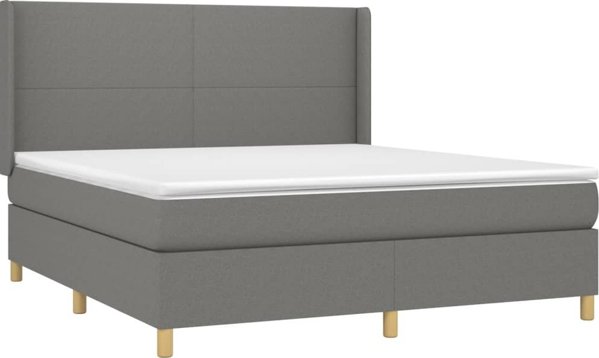 vidaXL Λουκο Kontynentalne με στρώμα, σκούρο γκρι ύφασμα 180x200 εκ.