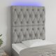 vidaXL Προσκεφαλο κρεβατιού με LED 80x7x118/128 εκ., ανοιχτό γκρι, ύφασμα