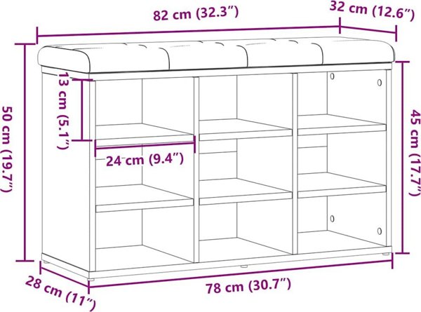 vidaXL Παπουτσοθήκη με Κάθισμα, Artisan Oak, 82x32x50 εκ.