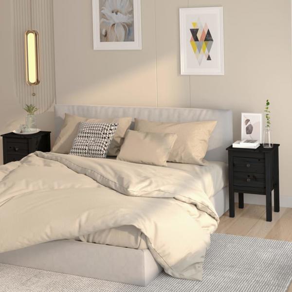 vidaXL vidaXL Szafki nocne, 2 szt, czarne, 40x35x61,5 cm, lite drewno sosnowe