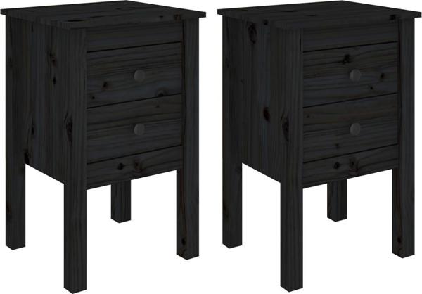 vidaXL vidaXL Szafki nocne, 2 szt, czarne, 40x35x61,5 cm, lite drewno sosnowe