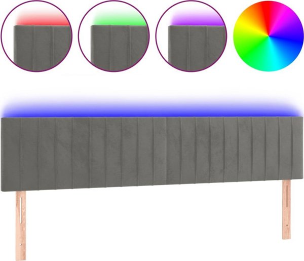 vidaXL Κεφαλάρι κρεβατιού με φωτισμό LED, ανοιχτό γκρι, 180x5x78/88 εκ., βελούδο