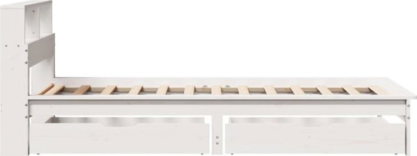 vidaXL Κρεβάτι με ράφι, χωρίς στρώμα, λευκό, 100x200 εκ., πεύκο