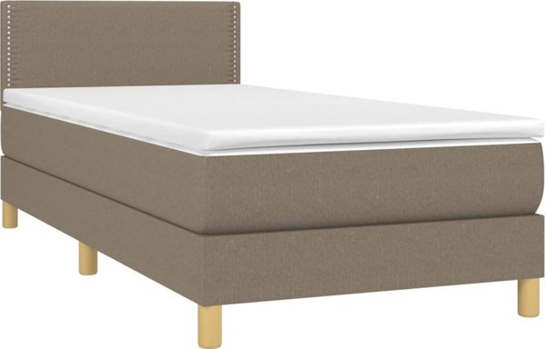 vidaXL Κρεβάτι Continental με Στρώμα, Taupe, Υφασμάτινο, 90x190 cm