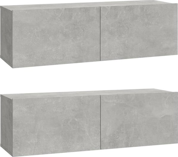 vidaXL Szafki scienne pod TV, 2 szt, betonowa szarosc, 100x30x30 cm