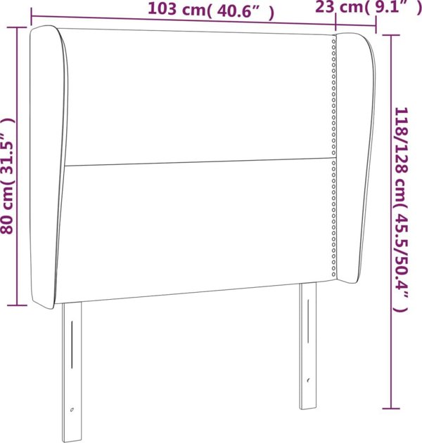 vidaXL Zaglowek uszak, ciemnoniebieski, 103x23x118/128 cm, aksamit