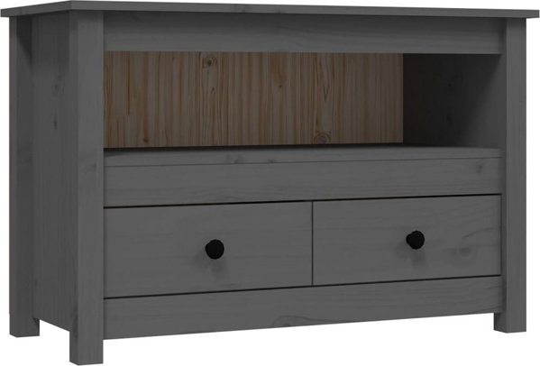 vidaXL vidaXL Szafka pod telewizor, szara, 79x35x52 cm, lite drewno sosnowe