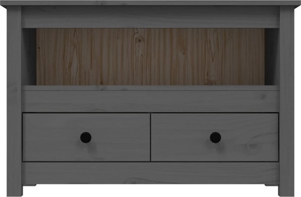 vidaXL vidaXL Szafka pod telewizor, szara, 79x35x52 cm, lite drewno sosnowe
