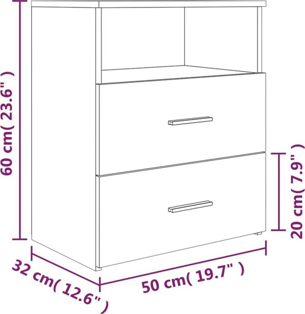 vidaXL Κομοδίνο σε γκρι χρώμα δεσόνα σονόμα, 50x32x60 εκ.