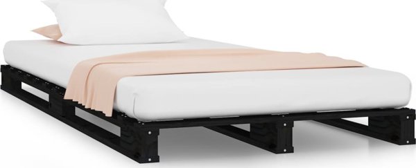 vidaXL Κορμός κρεβατιού, μαύρος, 75x190 cm, μασίφ πεύκο, μονός