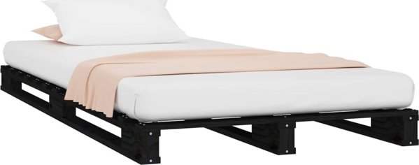 vidaXL Κορμός κρεβατιού, μαύρος, 75x190 cm, μασίφ πεύκο, μονός