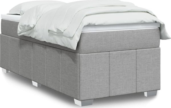 vidaXL Κρεβάτι Continental με στρώμα, ανοιχτό γκρι, ύφασμα, 100x200 εκ.