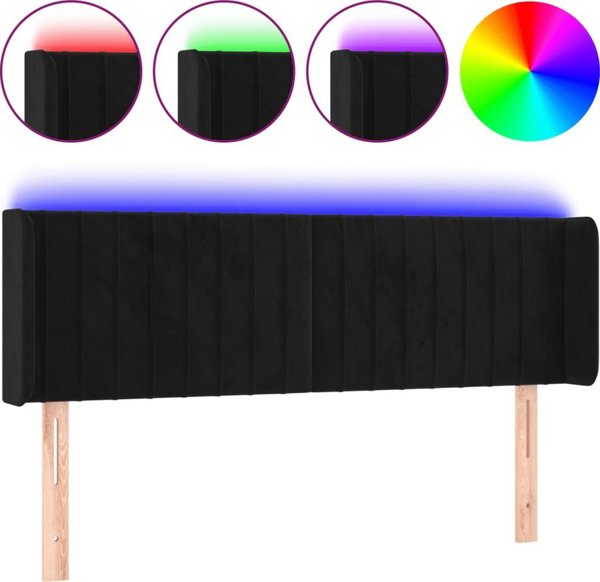 vidaXL Zaglowek do lozka z LED czarny 147x16x78/88 cm aksamit