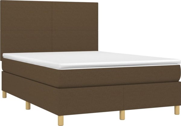 vidaXL Κρεβάτι κοντινένταλ με στρώμα, καφέ, 140 x 200 εκ, ύφασμα