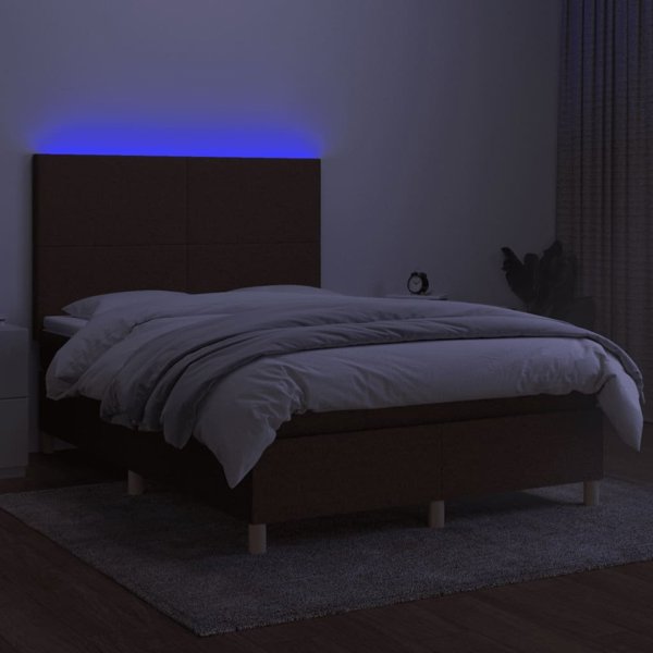 vidaXL Κρεβάτι κοντινένταλ με στρώμα, καφέ, 140 x 200 εκ, ύφασμα