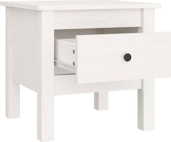 Πλαϊνά τραπεζάκια vidaXL 2 τεμ. λευκά 40x40x39 cm μασίφ πευκόξυλο