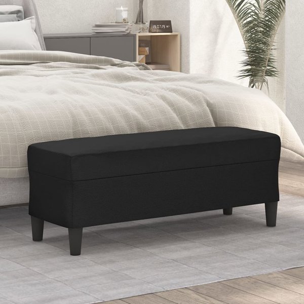 vidaXL Πάγκος, Μαύρος, 100x35x41 cm, Επενδυμένος με Συνθετικό Δέρμα