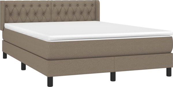 vidaXL Κρεβάτι κοντινένταλ με στρώμα, ύφασμα taupe, 140x200 cm